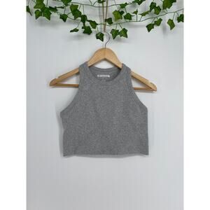 Y2K Forever 21 Womans Grey Ribbed Crop Tank Large